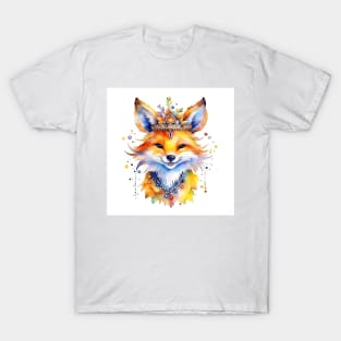 [AI Art] Cute colorful king of foxes T-Shirt